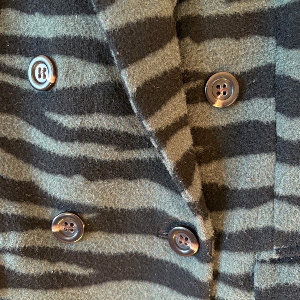 Ann Taylor Zebra sz 0 animal Print Blazer Trendy Felted Wool Blend Green - Picture 7 of 11